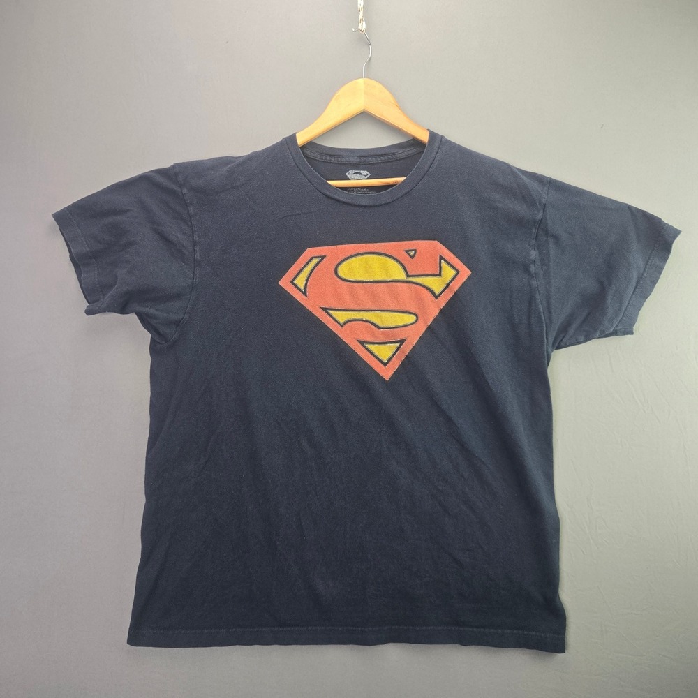Superman T-Shirt DC Comics Logo Graphic XL Navy Blue Cotton Short Sleeve Tee